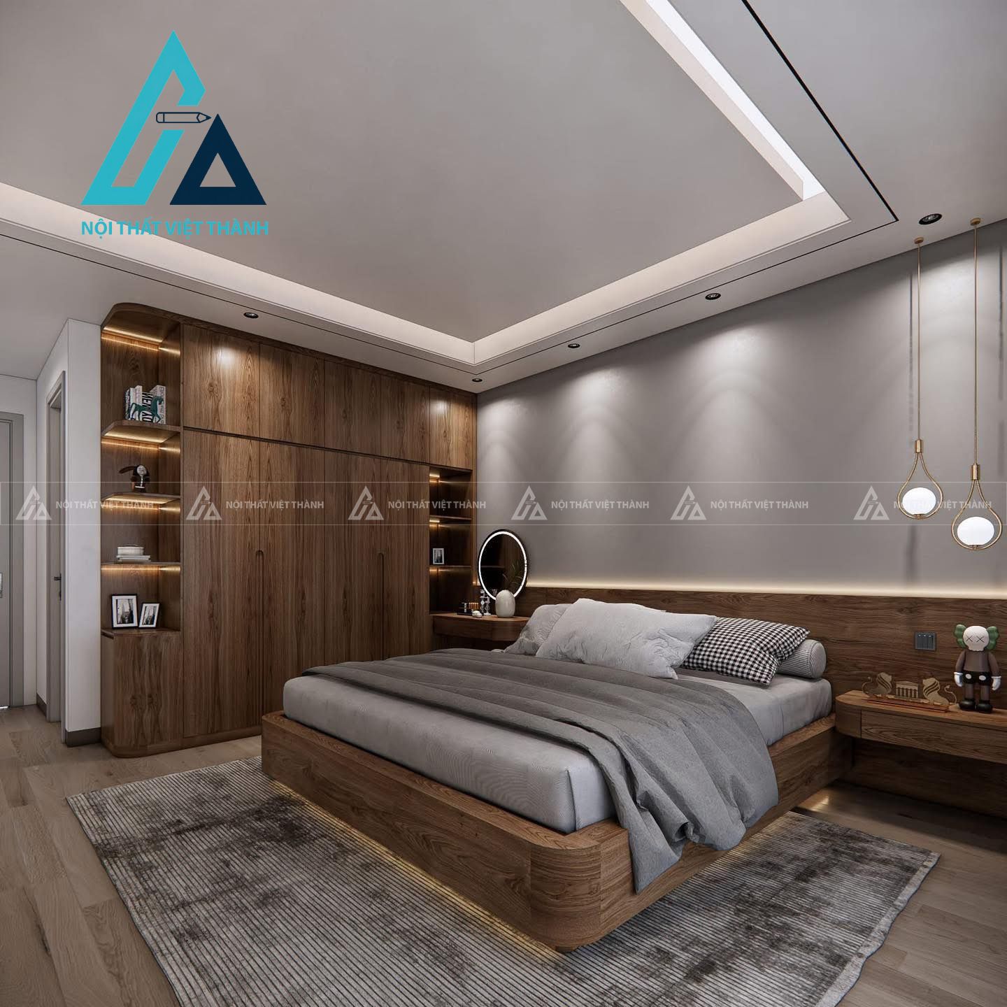 Mẫu nội thất phòng ngủ vân gỗ
