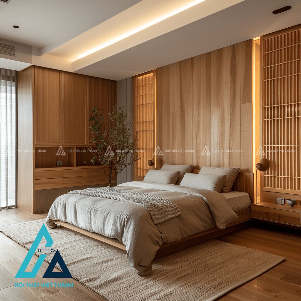 Mẫu nội thất phòng ngủ tone vàng