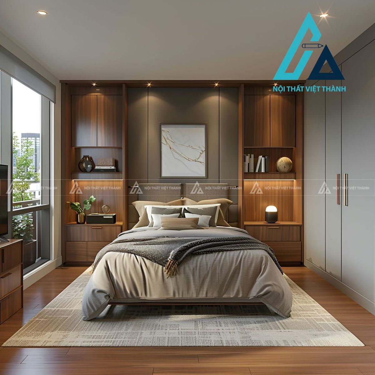 Mẫu nội thất cho phòng ngủ tone trầm