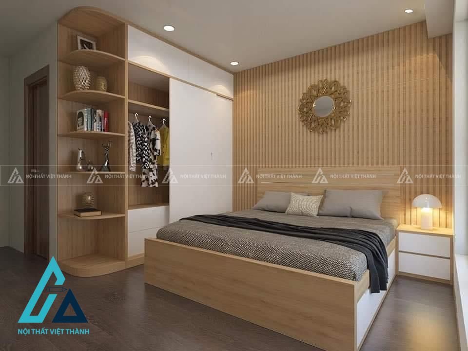 Nội thất phòng ngủ tone trắng- be