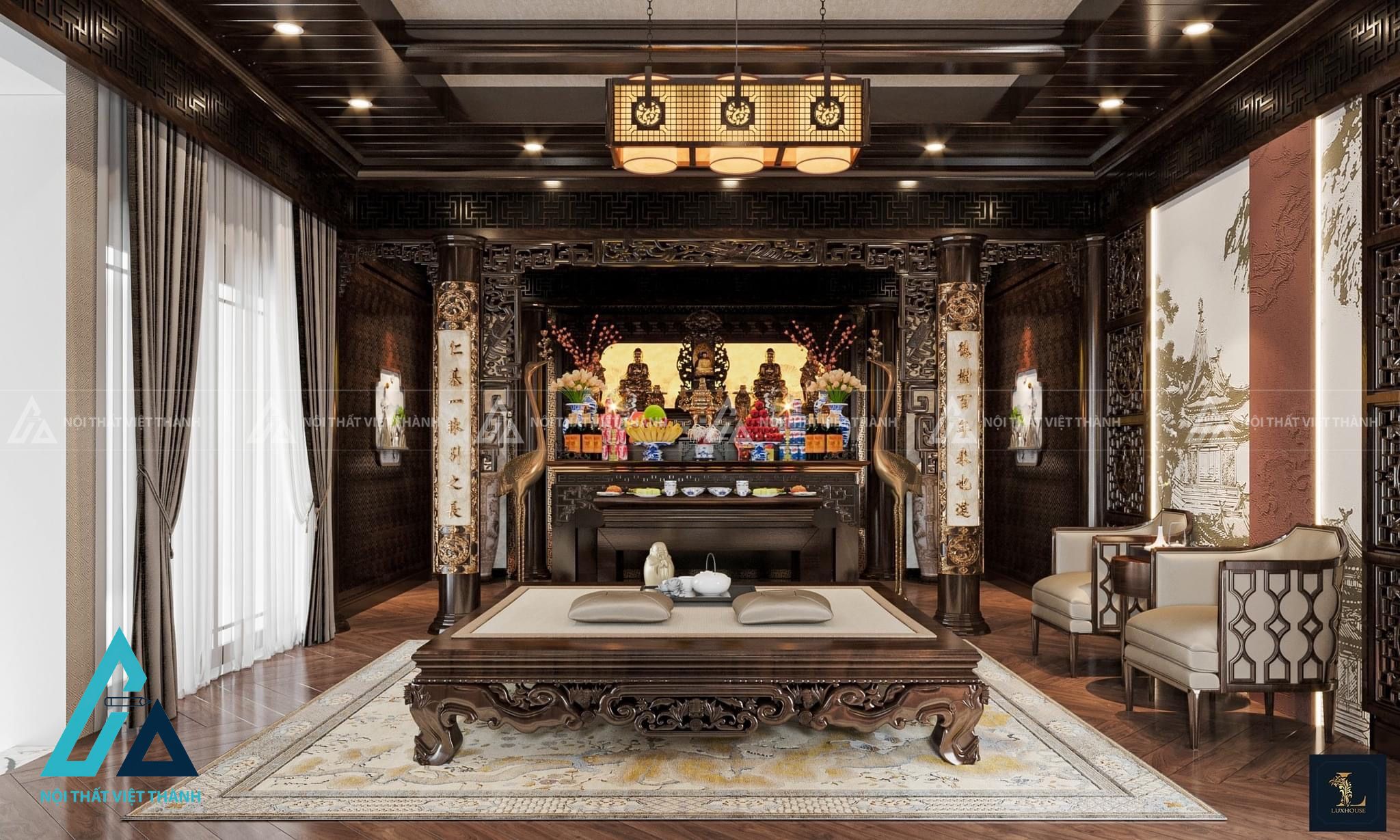 Thiết kế và thi công nội thất phòng thờ  theo yêu cầu