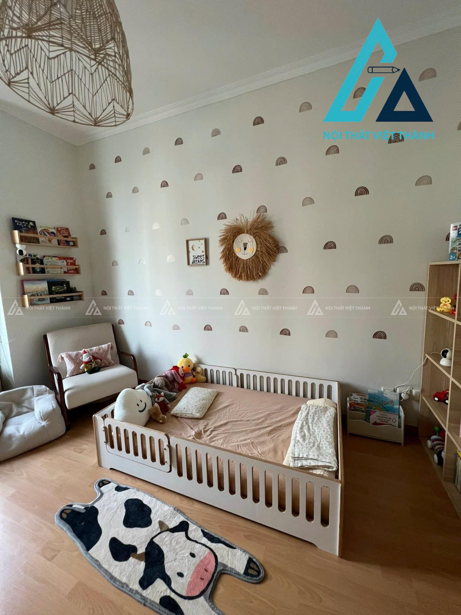 Mẫu nội thất trẻ em tone xanh