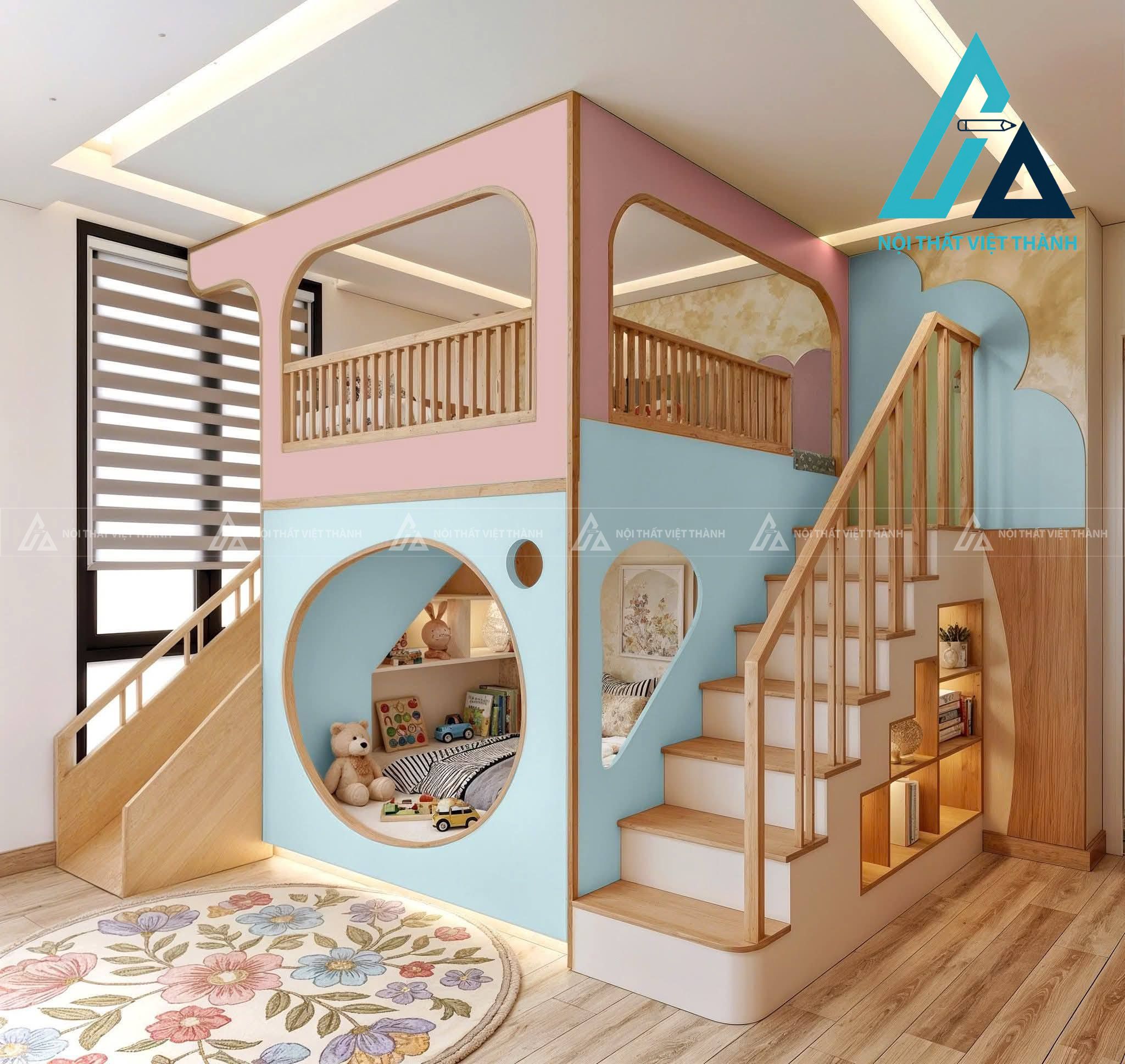 Mẫu nội thất trẻ em  giường tầng năng động