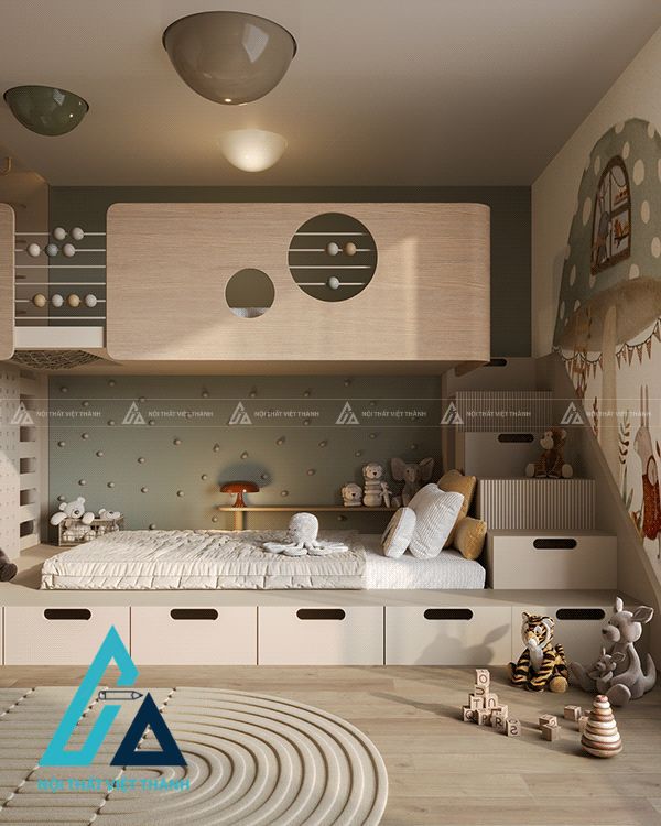 Mẫu nội thất giường tầng cầu thang