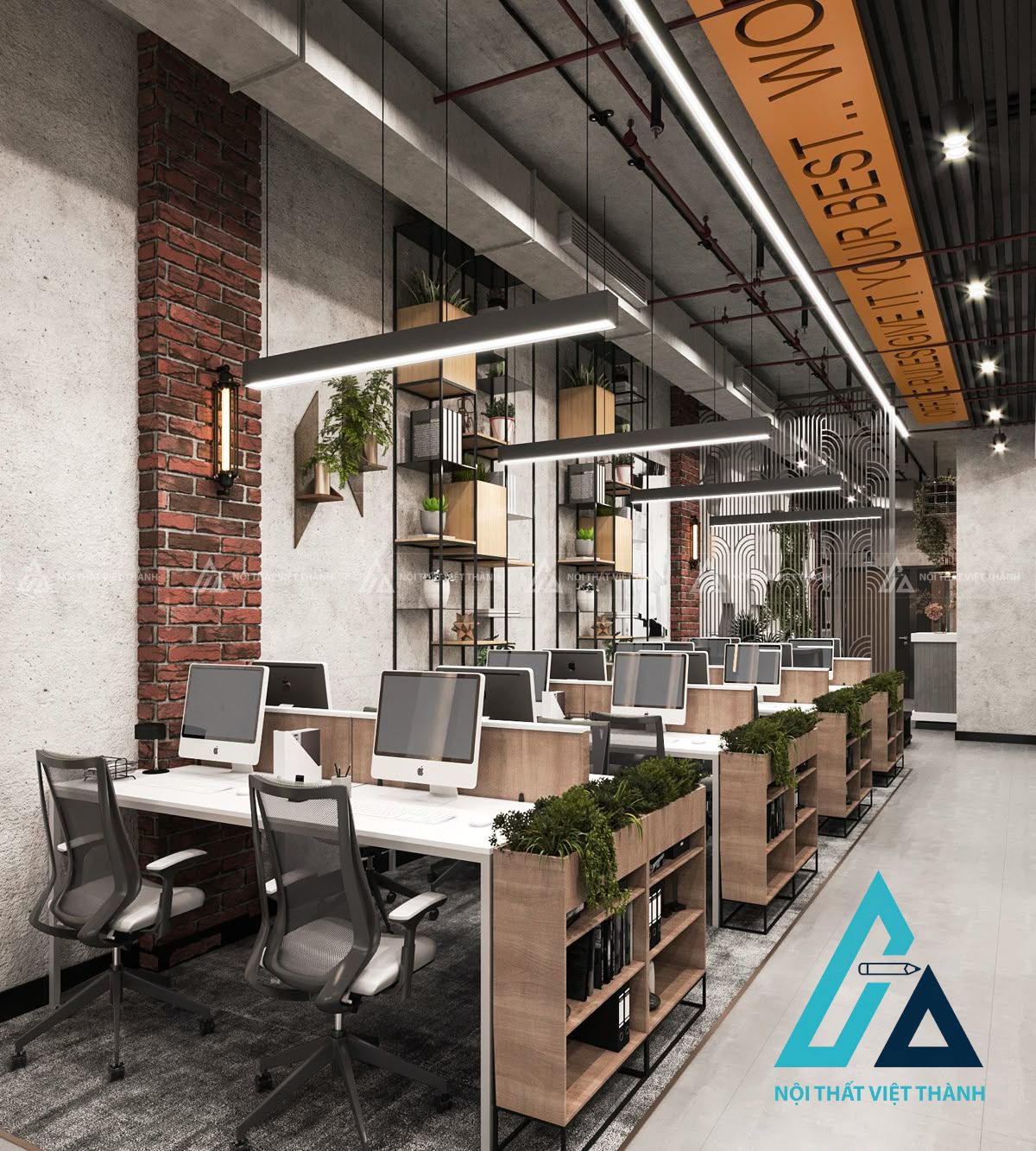 Nội thất văn phòng đồng bộ, thẩm mỹ