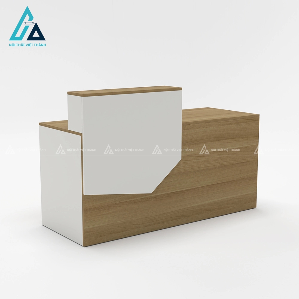 Quầy tiếp tân thiết kế cách điệu mảng màu đối lập