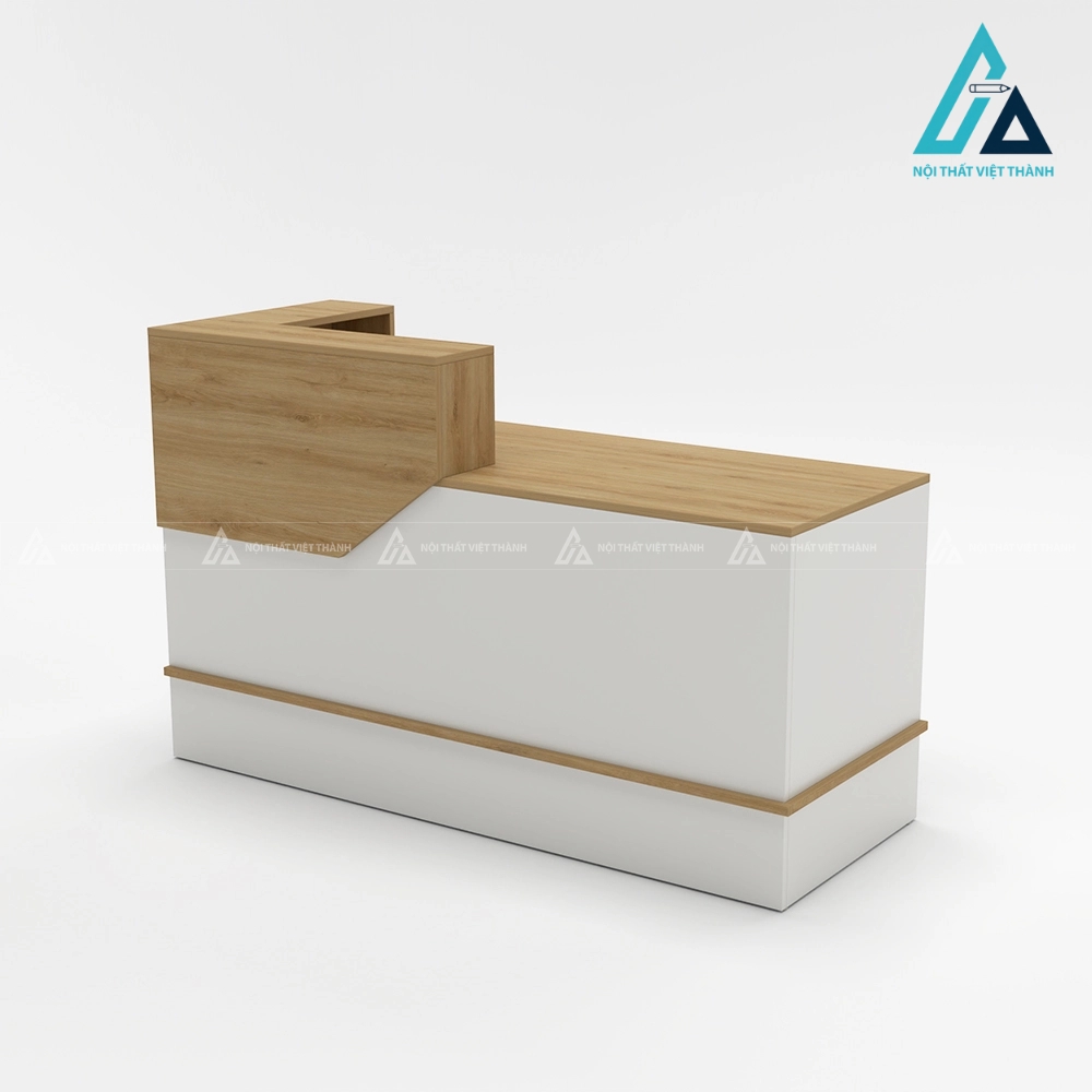 Quầy lễ tân gỗ phối trắng có hộc liền đi kèm 1