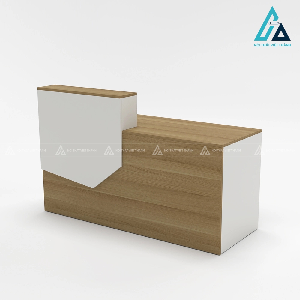 Quầy tiếp tân thiết kế cách điệu mảng màu đối lập 1