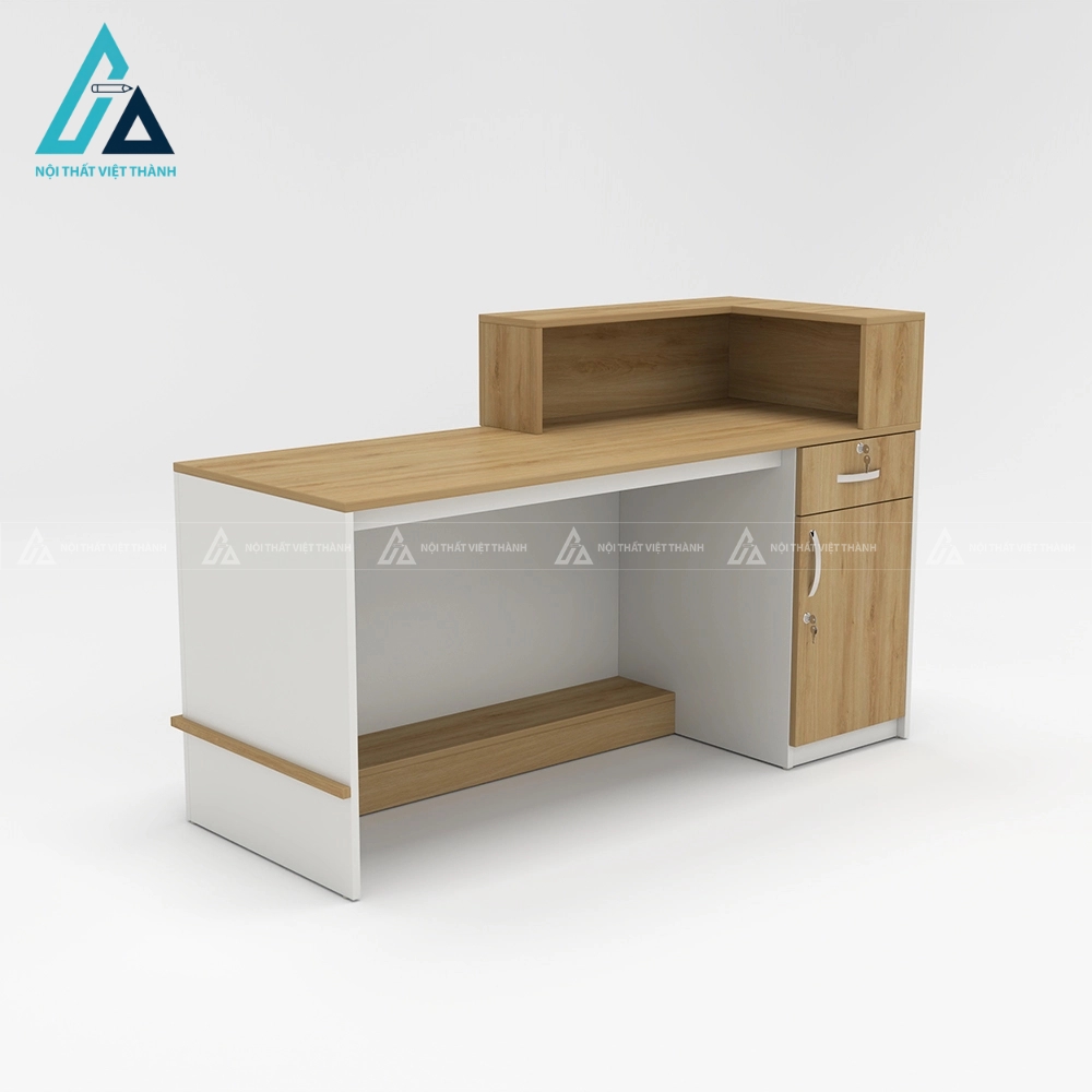Quầy lễ tân gỗ phối trắng có hộc liền đi kèm 3