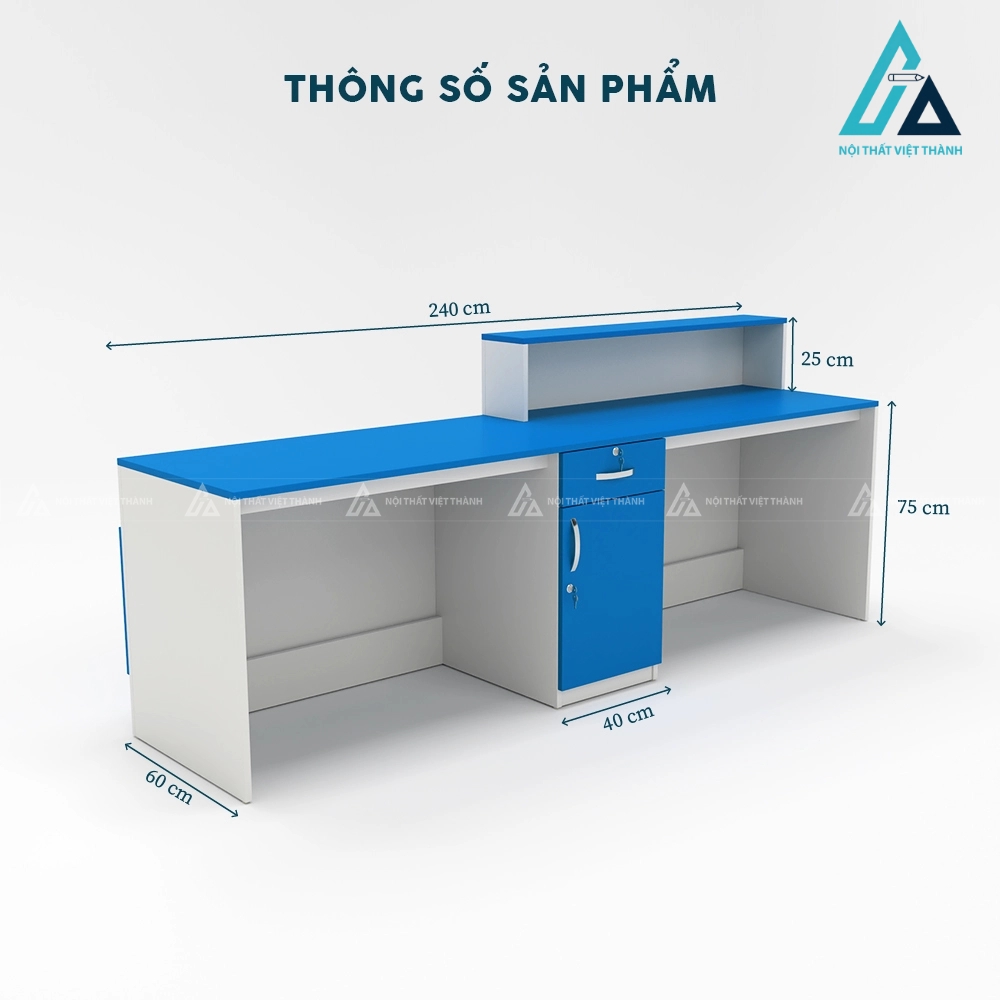 Quầy tiếp tân phối màu trắng xanh tươi mới hiện đại 3