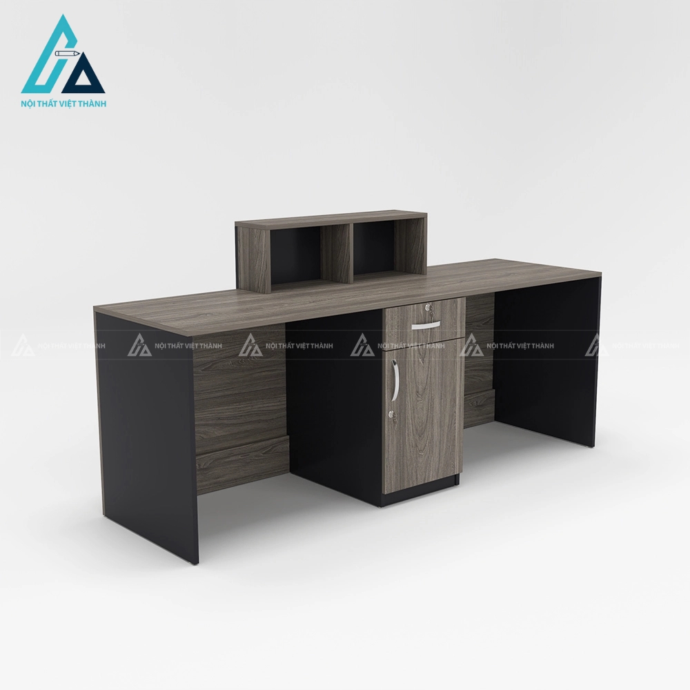 Quầy lễ tân văn phòng gỗ phối đen sang trọng 3