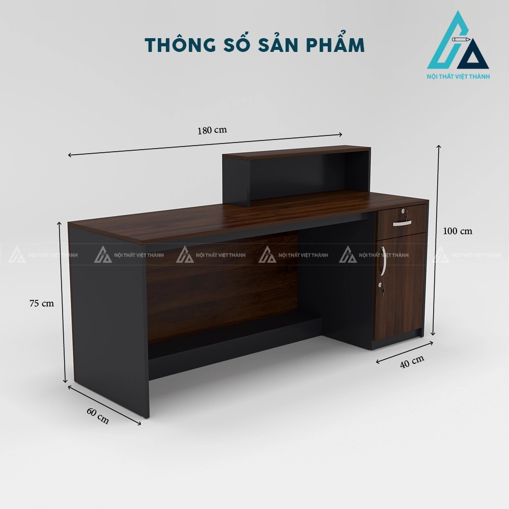 Quầy lễ tân văn phòng phối màu vân gỗ hiện đại 3
