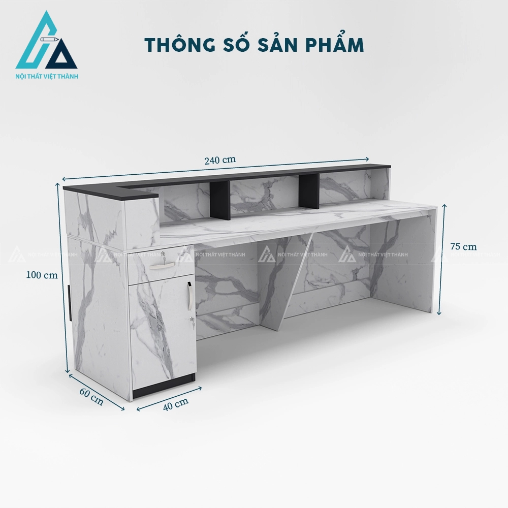 Quầy tiếp tân trắng phối đen hiện đại độc đáo 3