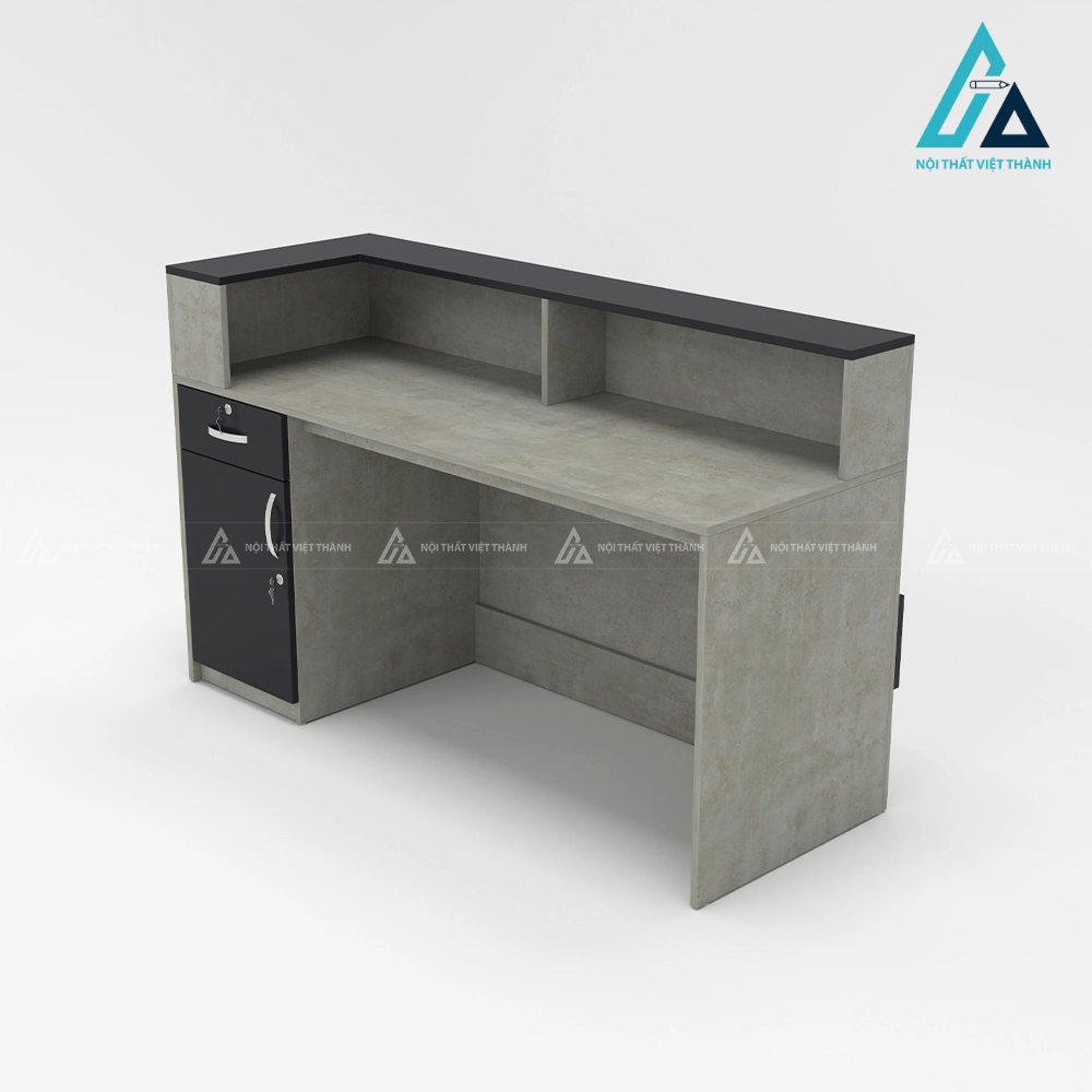 Quầy lễ tân gỗ màu xi măng độc đáo tối giản 3