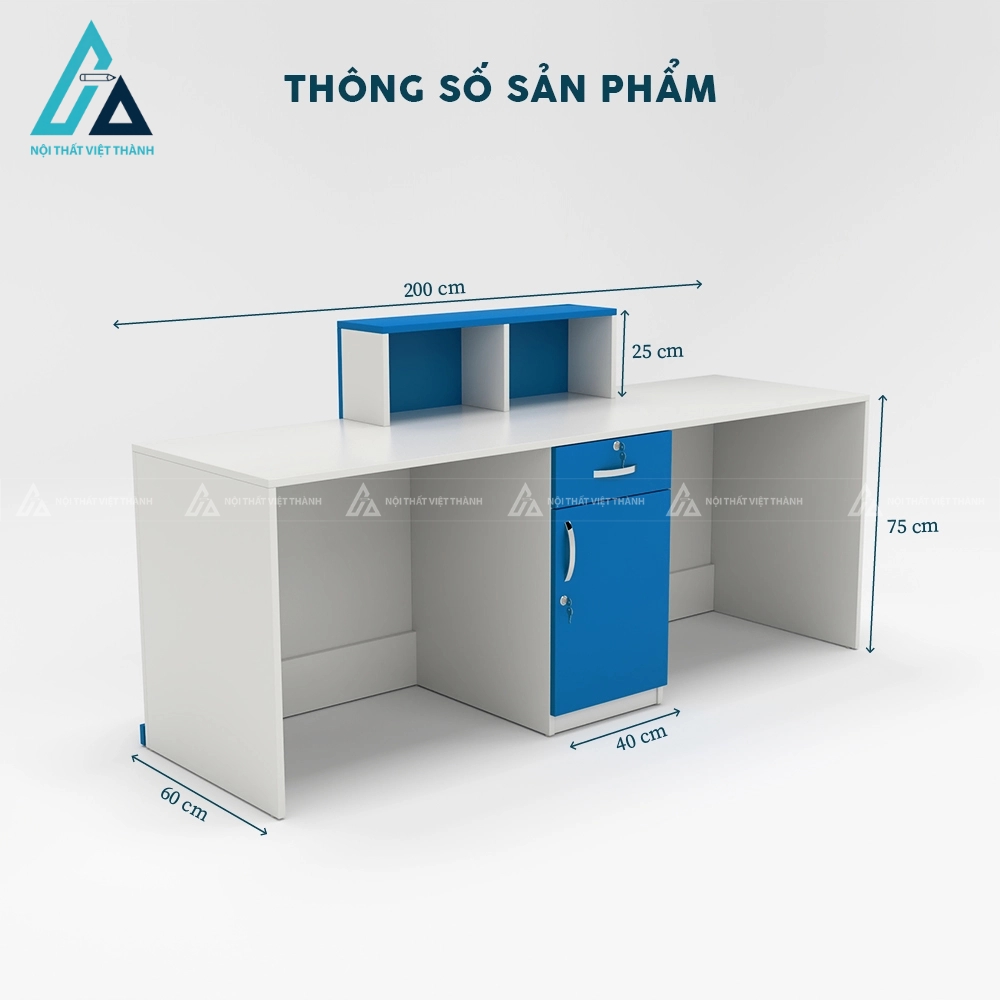 Quầy lễ tân hiện đại tông màu trắng xanh trẻ trung 3