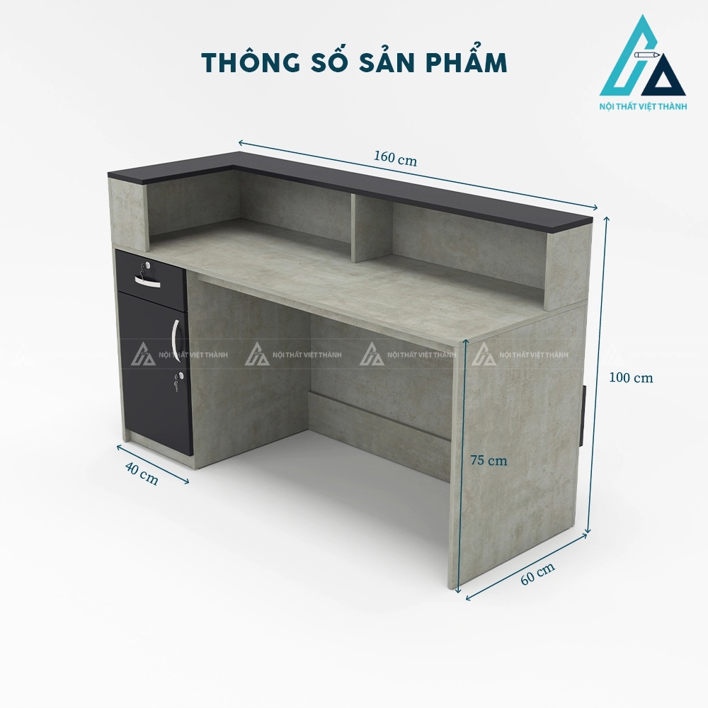 Quầy lễ tân gỗ màu xi măng độc đáo tối giản 4