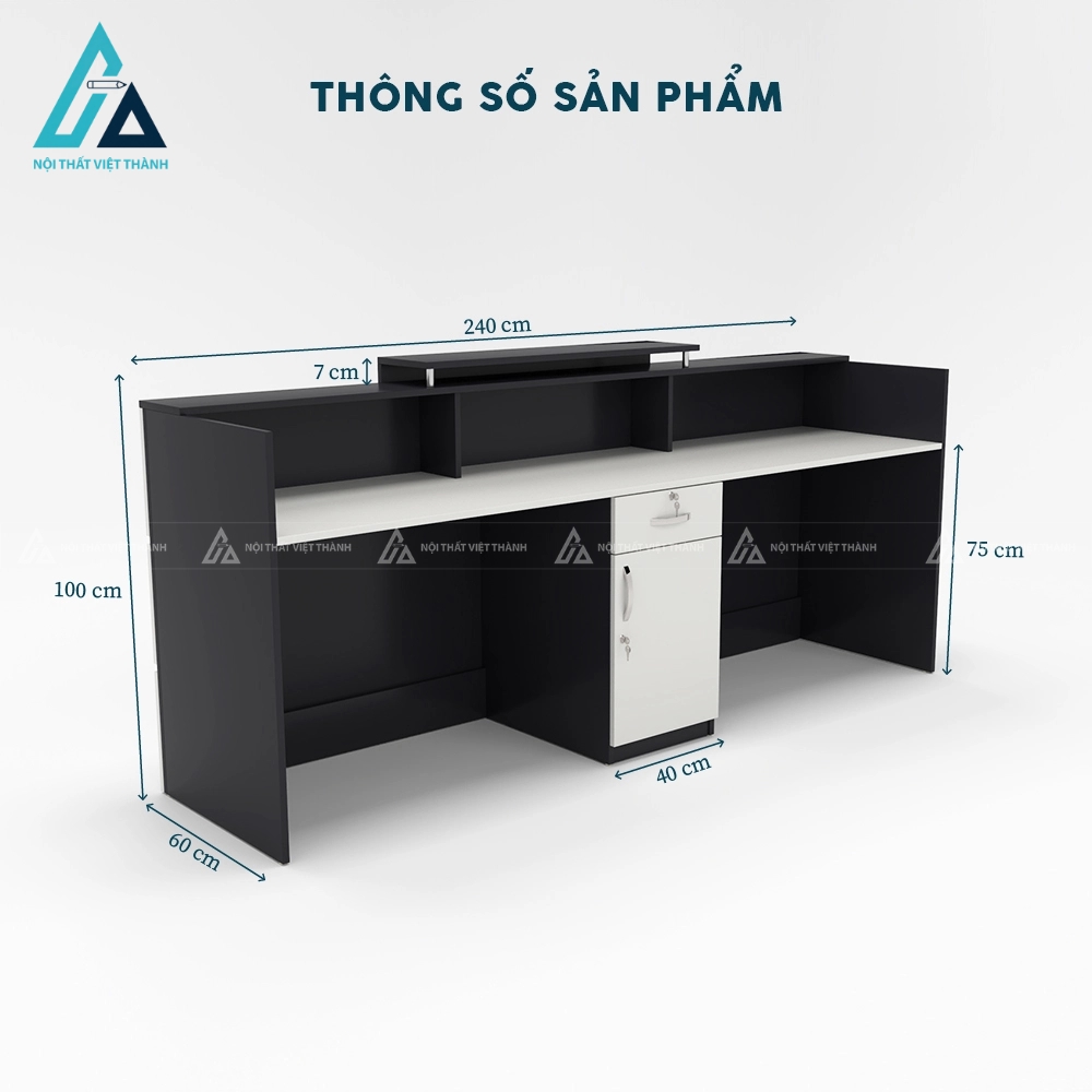 Bàn quầy lễ tân gỗ phối trắng sang trọng đa năng 4