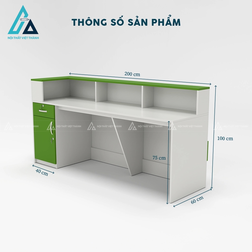 Quầy lễ tân văn phòng phối màu trắng xanh hiện đại 4