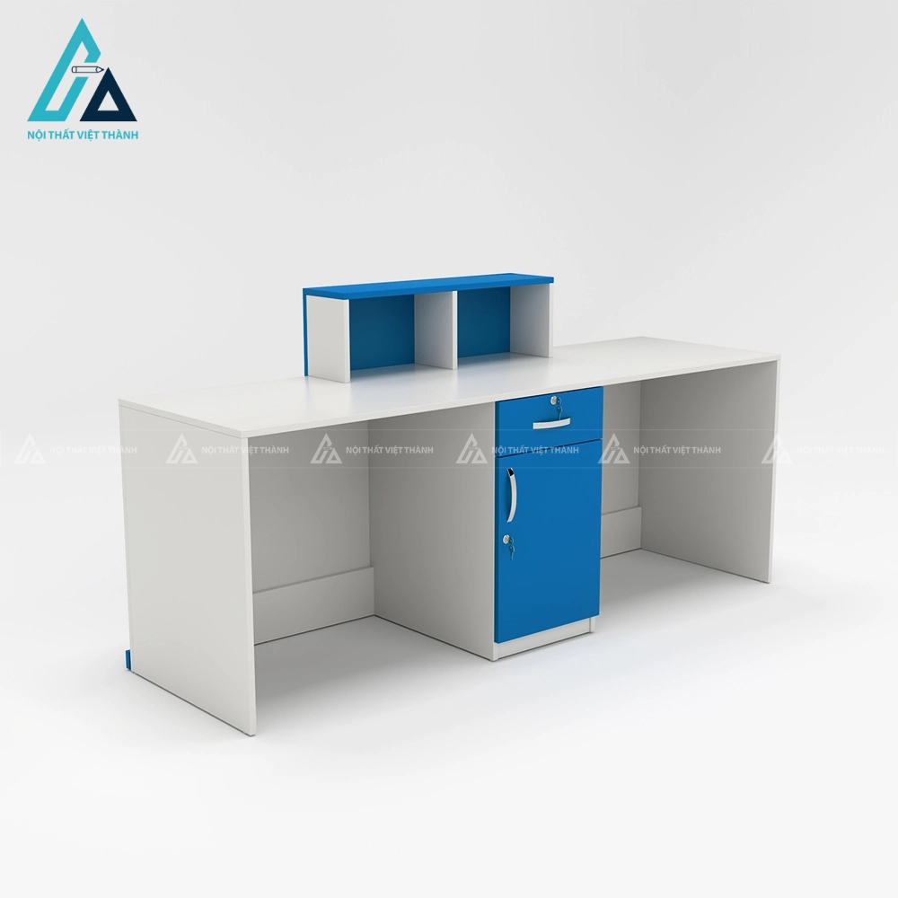 Quầy lễ tân hiện đại tông màu trắng xanh trẻ trung 4