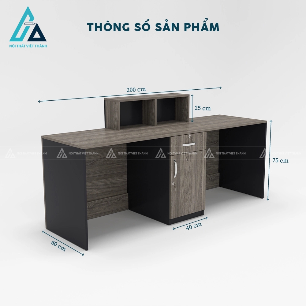 Quầy lễ tân văn phòng gỗ phối đen sang trọng 4