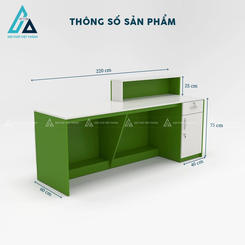 Bàn quầy tiếp tân màu trắng xanh năng động hiện đại 4
