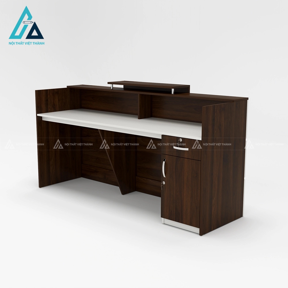 Quầy lễ tân hiện đại phối màu trắng gỗ có hộc tủ lưu trữ 4