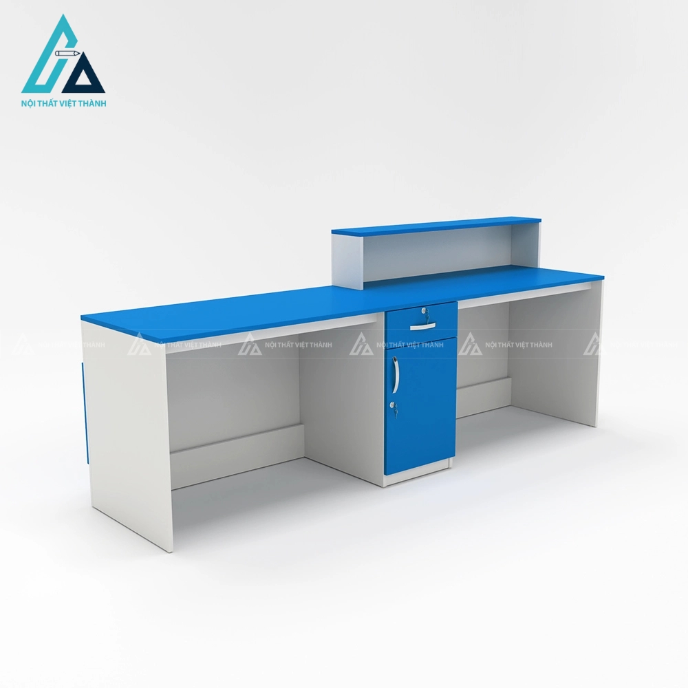 Quầy tiếp tân phối màu trắng xanh tươi mới hiện đại 4