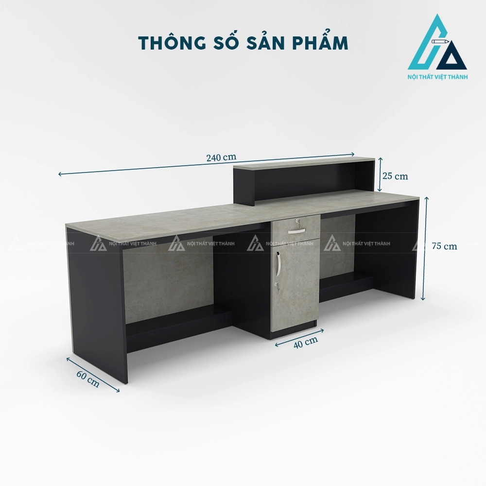 Quầy lễ tân văn phòng màu xám đen đẳng cấp 4