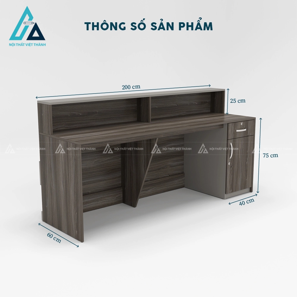 Quầy lễ tân văn phòng màu gỗ tối đẳng cấp 4