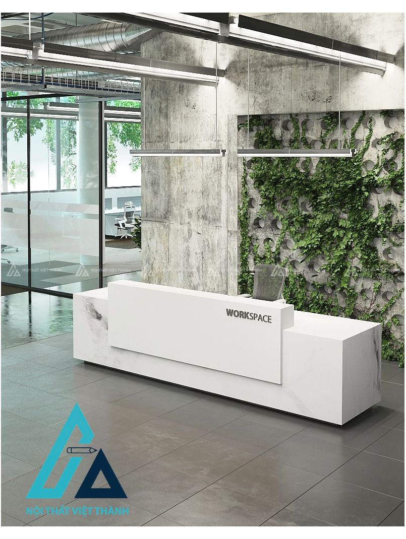 Quầy lễ tân chữ I gọn gàng