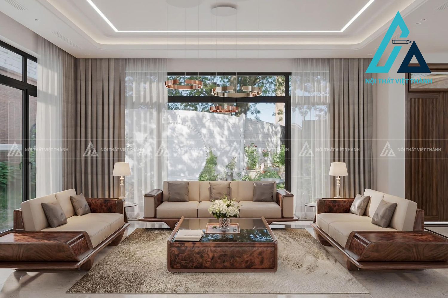 Sofa Gỗ Bền Chắc Kiểu Dáng Thanh Lịch Hiện Đại