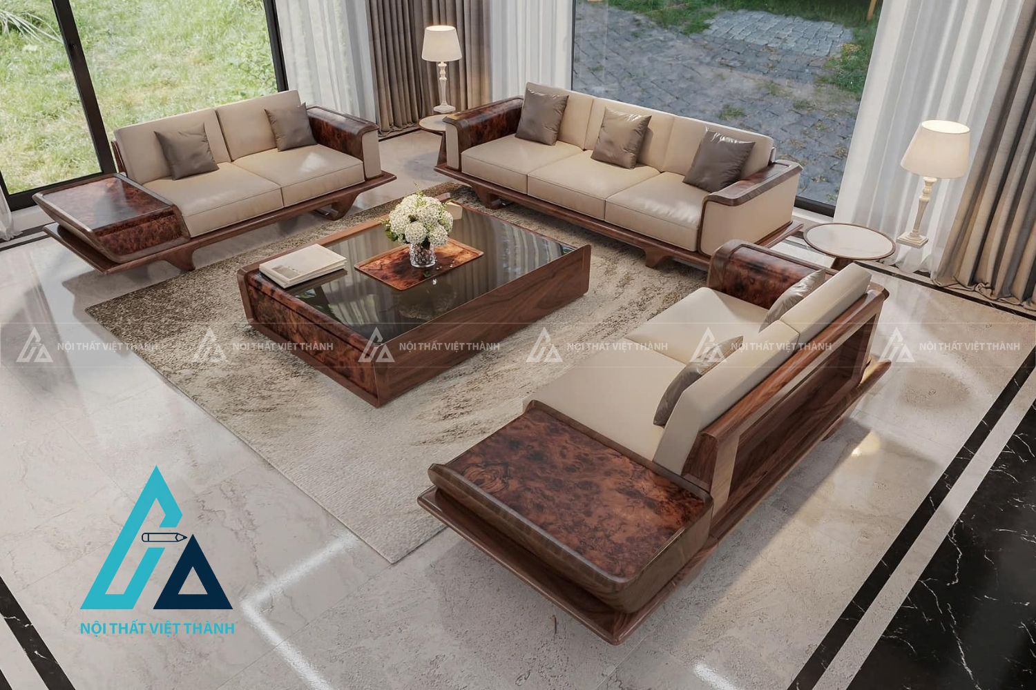 Sofa Gỗ Bền Chắc Kiểu Dáng Thanh Lịch Hiện Đại 1