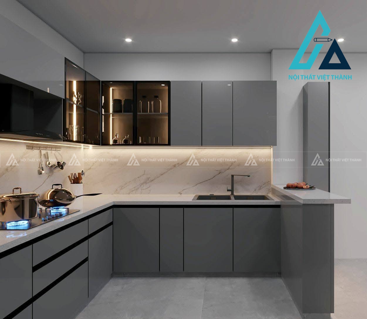 Thiết kế thi công nội thất nhà bếp cô Thu Thủy Mỹ Tho Tiền Giang 2