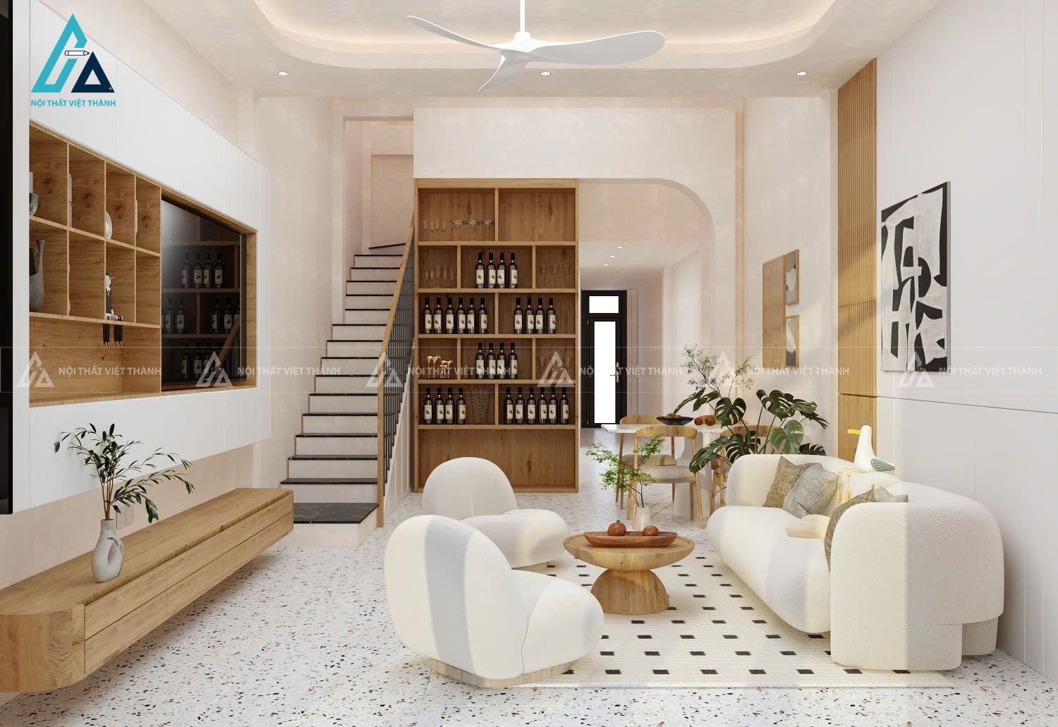 Thiết kế và thi công nội thất phòng khách trẻ trung