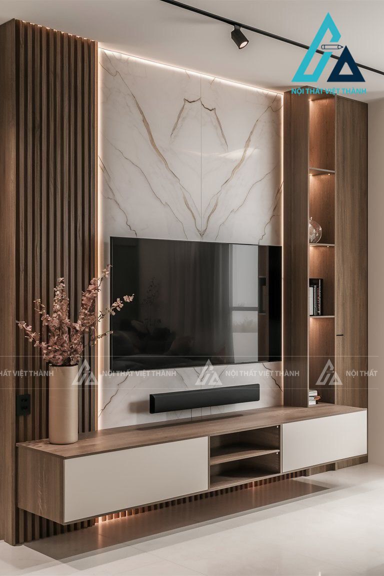 Vách ngăn kệ tivi tối giản, sang trọng
