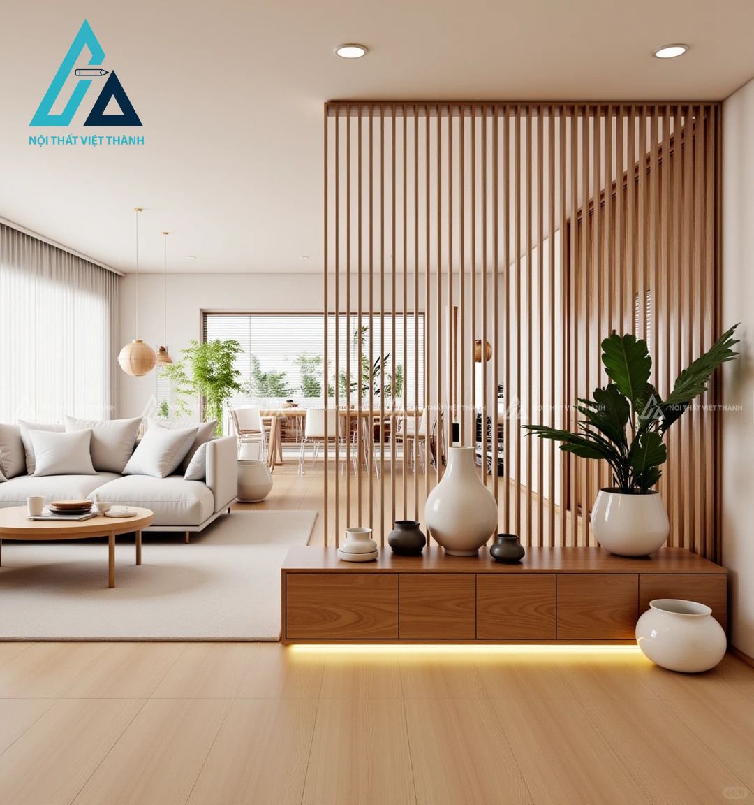Vách ngăn tối giản (Minimalism): Đơn giản nhưng không đơn điệu.