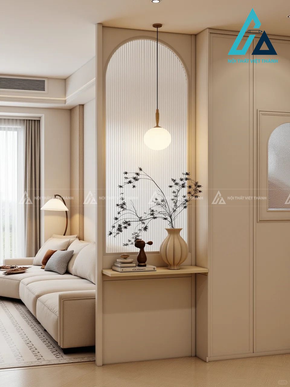 Vách ngăn kết hợp gỗ- kính: hiện đại, sang trọng và tràn đầy ánh sáng.