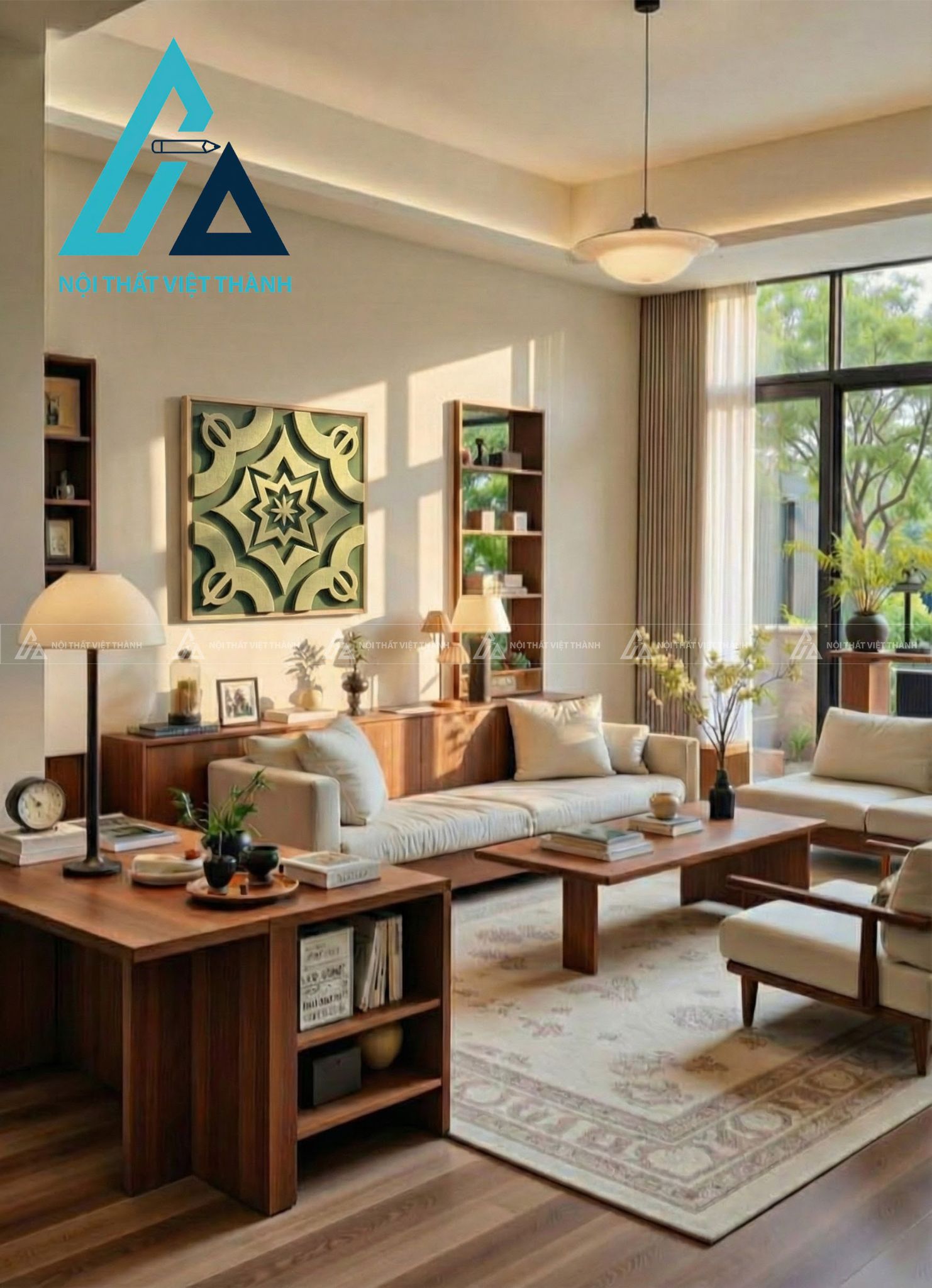 Tranh gỗ treo tường phòng khách, phòng ngủ - Bát Giác Liên Hoa 6