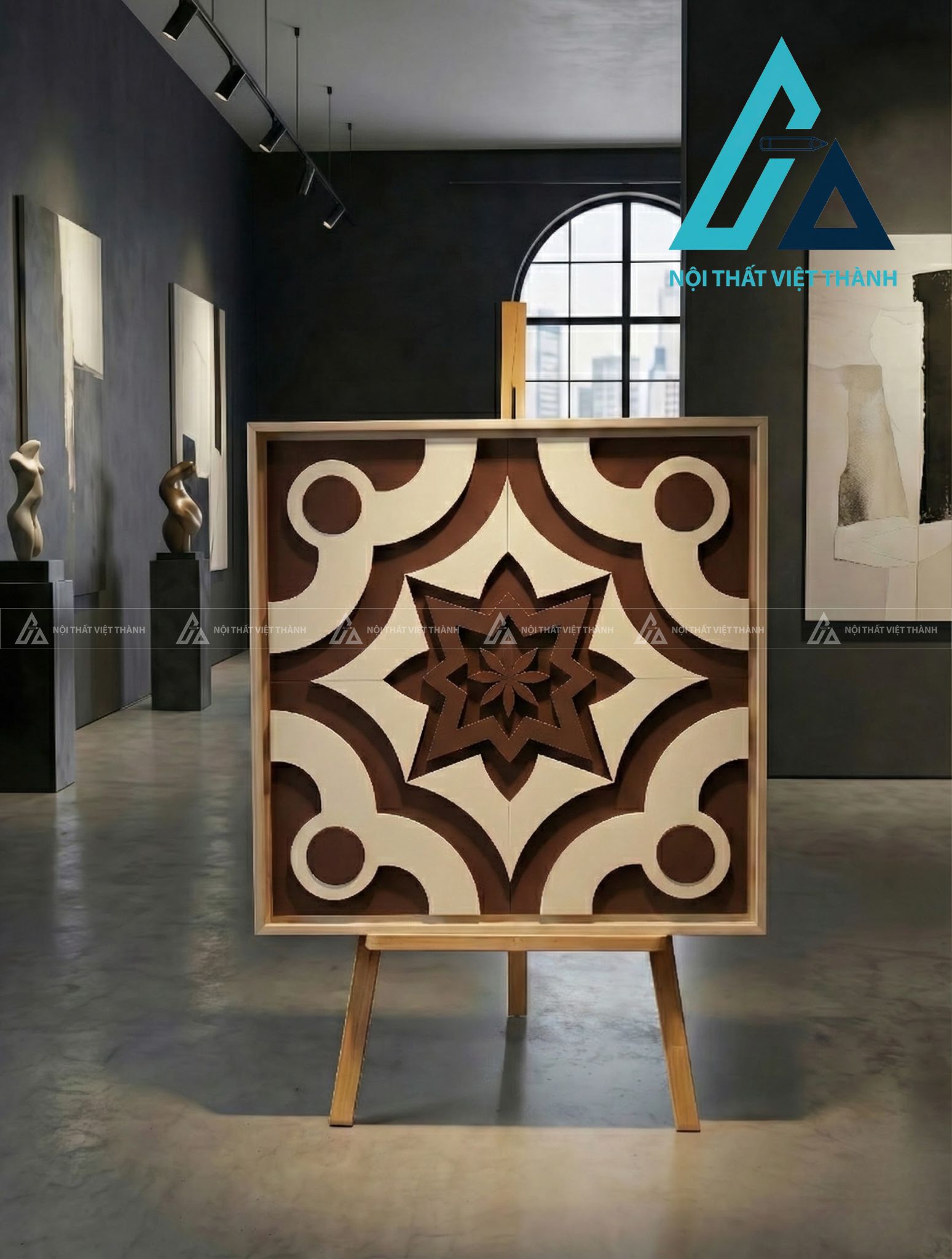 Tranh gỗ treo tường phòng khách, phòng ngủ - Bát Giác Liên Hoa