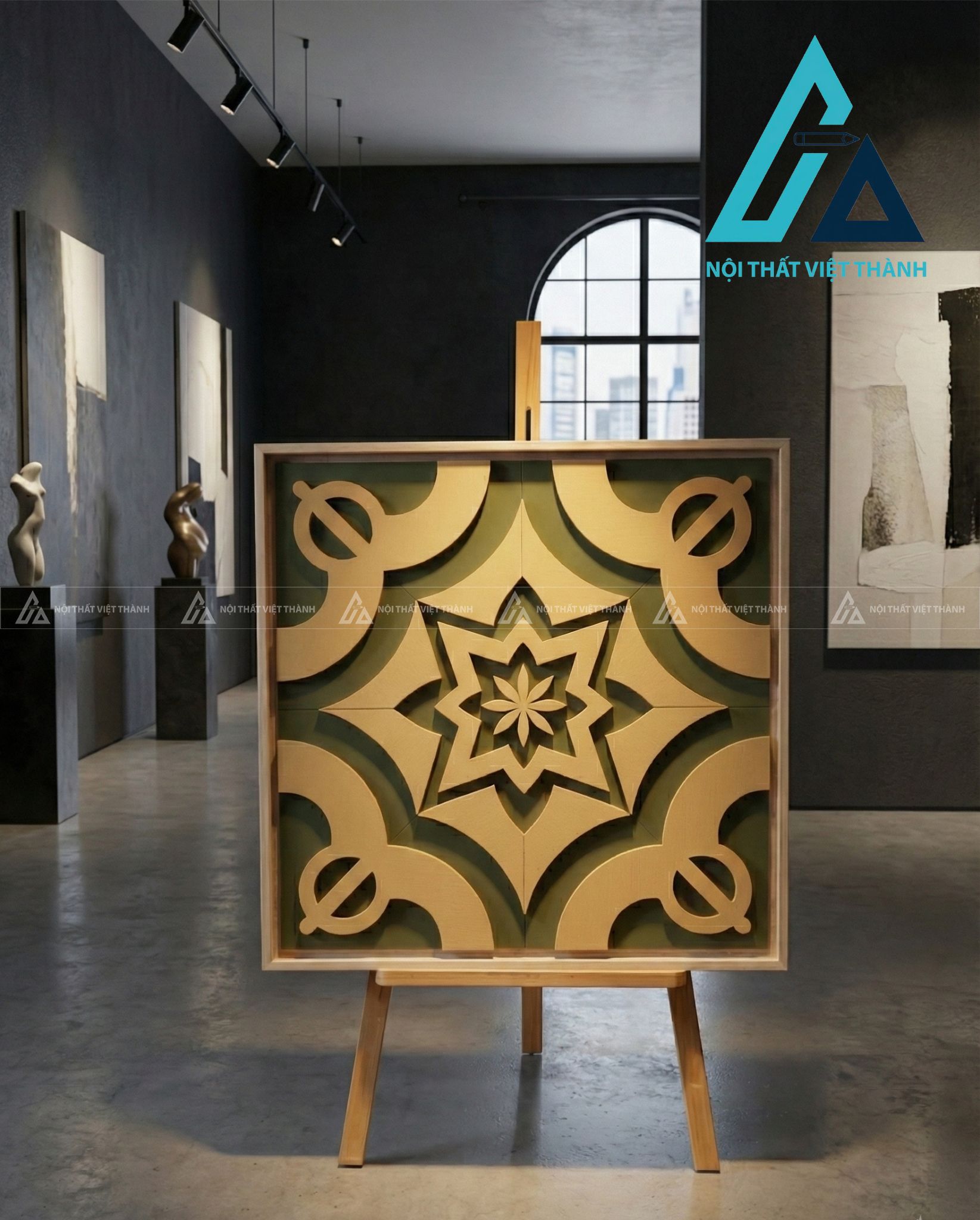 Tranh gỗ treo tường phòng khách, phòng ngủ - Bát Giác Liên Hoa