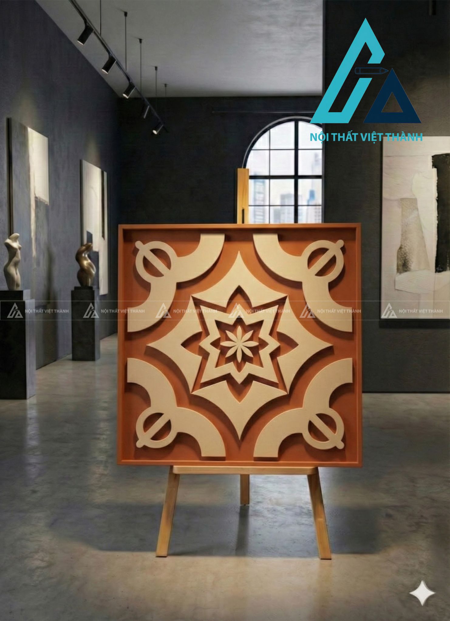 Tranh gỗ treo tường phòng khách, phòng ngủ - Bát Giác Liên Hoa