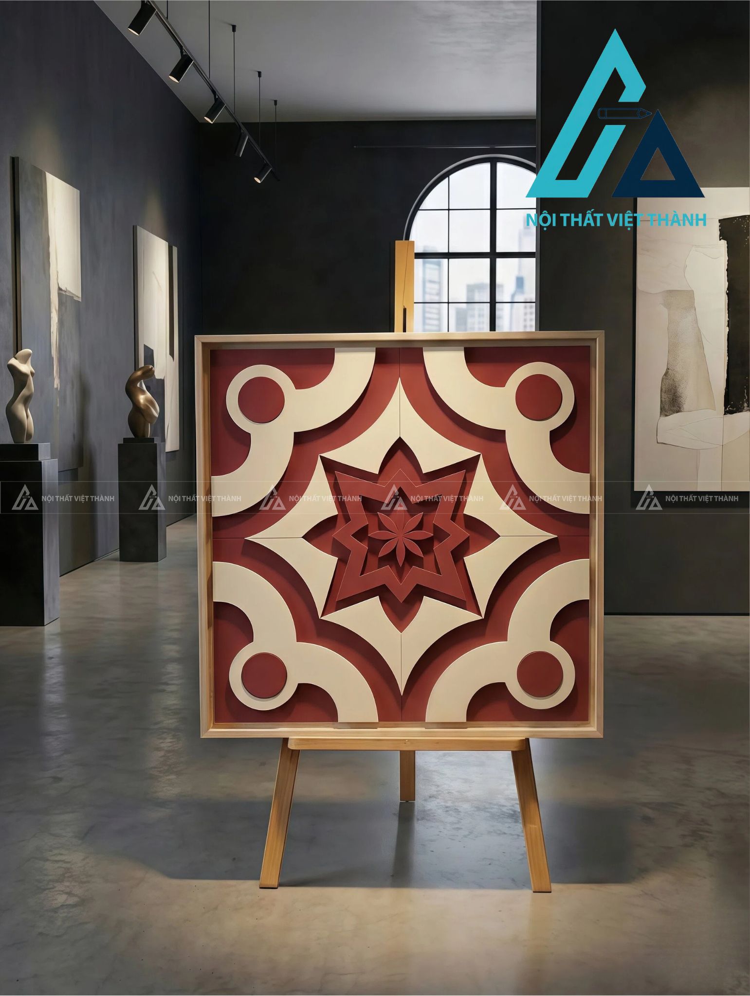 Tranh gỗ treo tường phòng khách, phòng ngủ - Bát Giác Liên Hoa