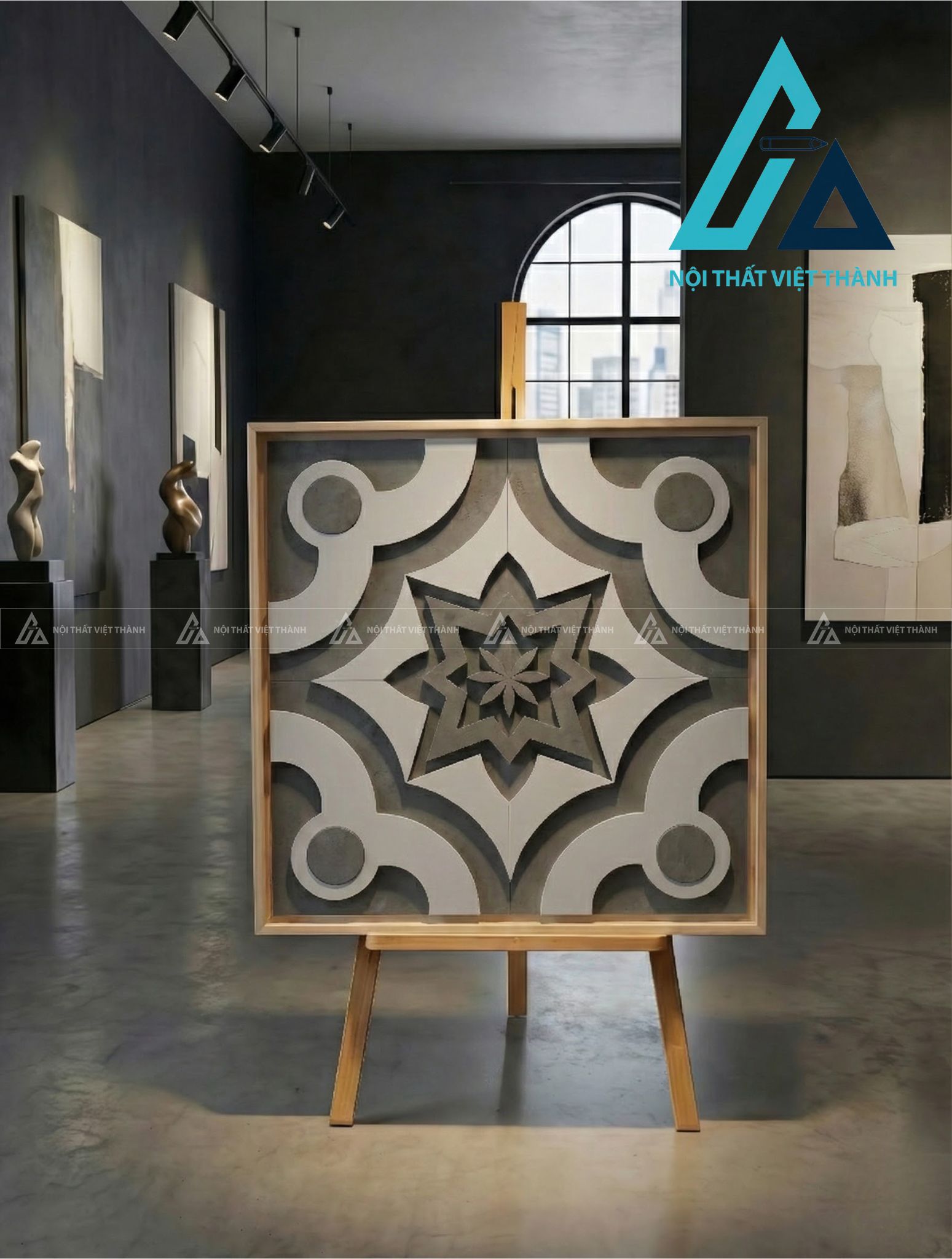 Tranh gỗ treo tường phòng khách, phòng ngủ - Bát Giác Liên Hoa