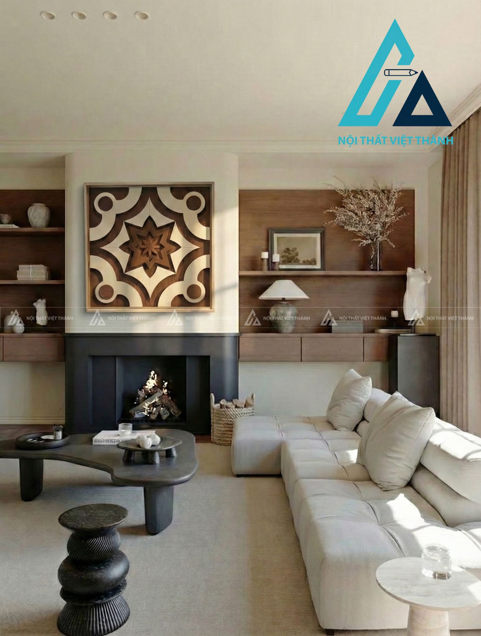 Tranh gỗ treo tường phòng khách, phòng ngủ - Bát Giác Liên Hoa 3