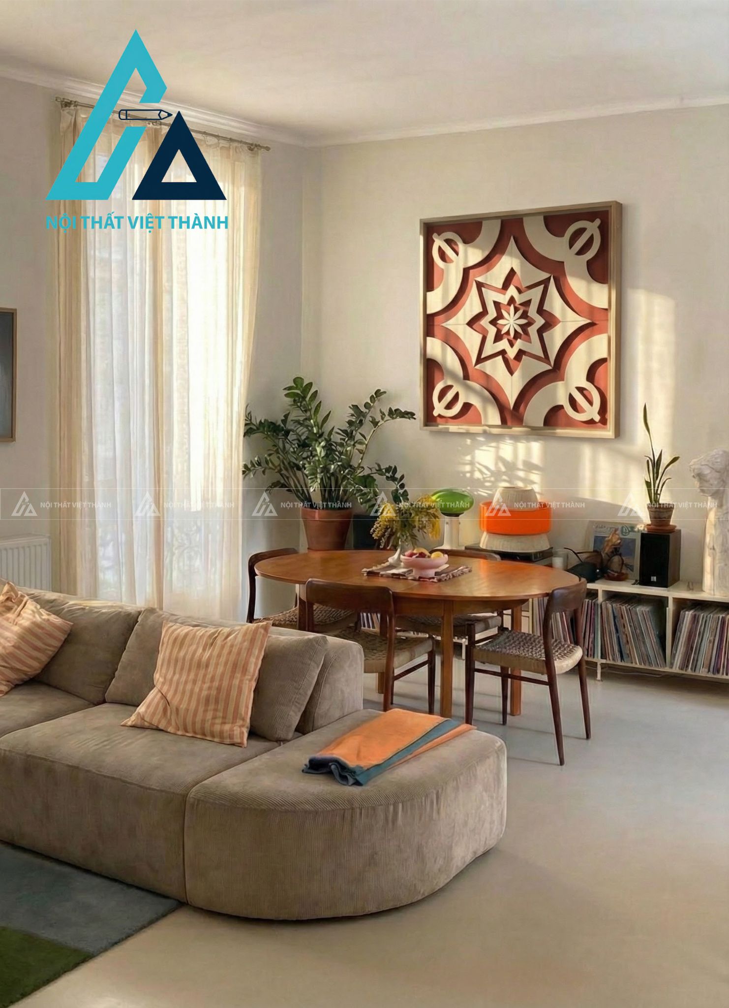 Tranh gỗ treo tường phòng khách, phòng ngủ - Bát Giác Liên Hoa 5