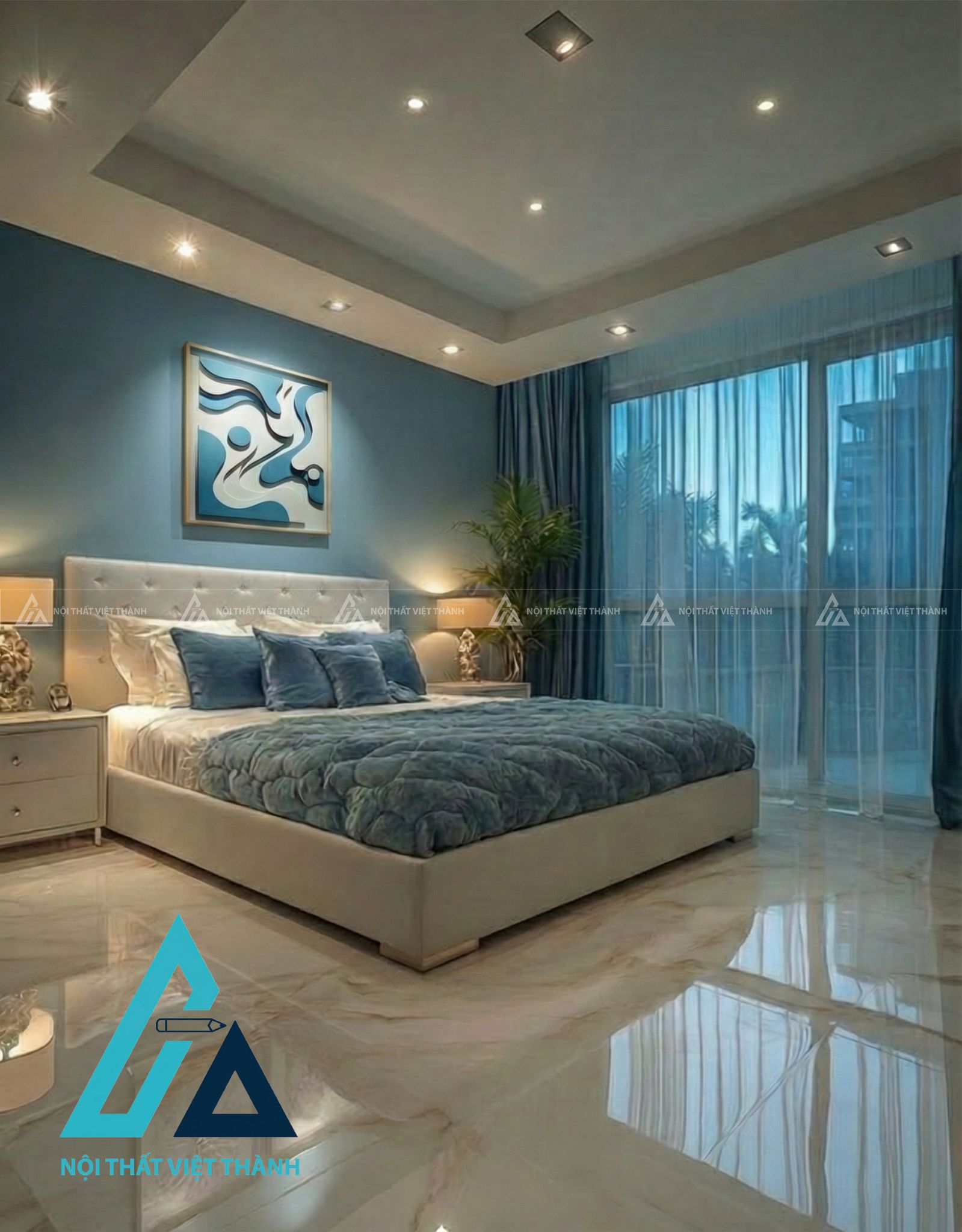 Tranh gỗ treo tường phòng khách Bích Hải Triều Sinh