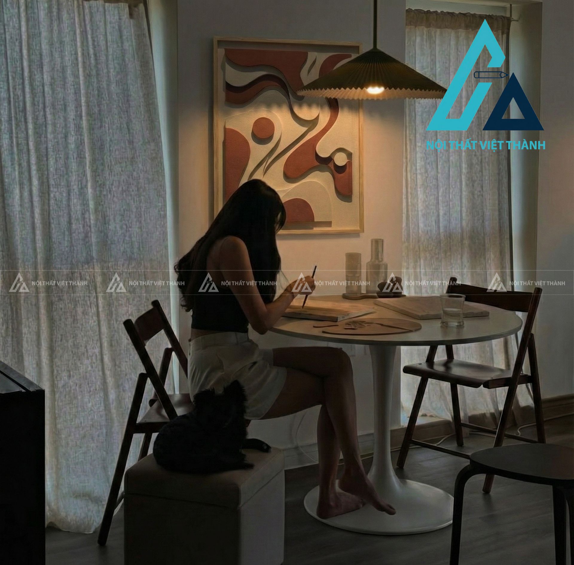 Tranh gỗ treo tường phòng khách, phòng ngủ Bích Hải Triều Sinh 2