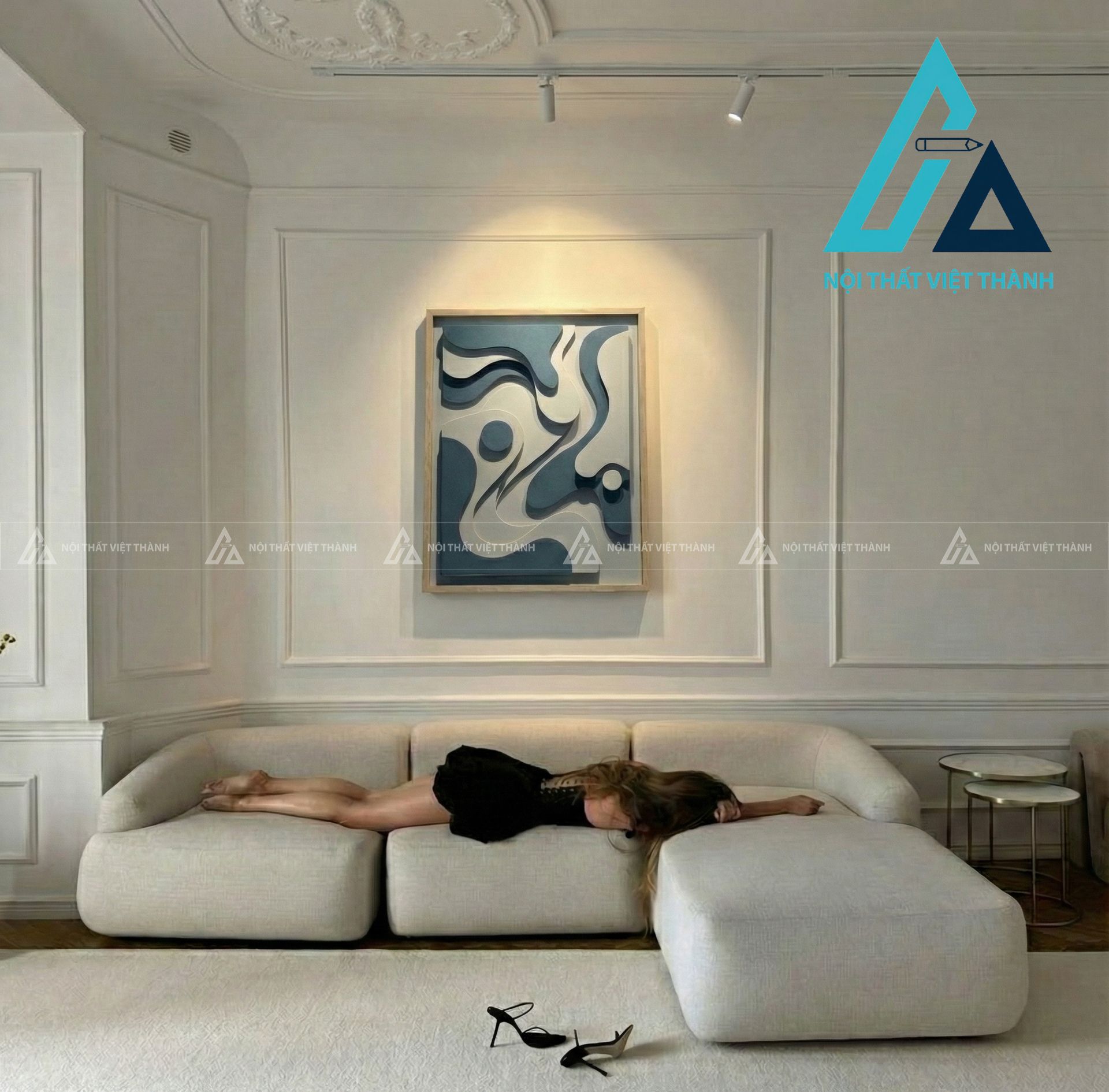 Tranh gỗ treo tường phòng khách, phòng ngủ Bích Hải Triều Sinh 3