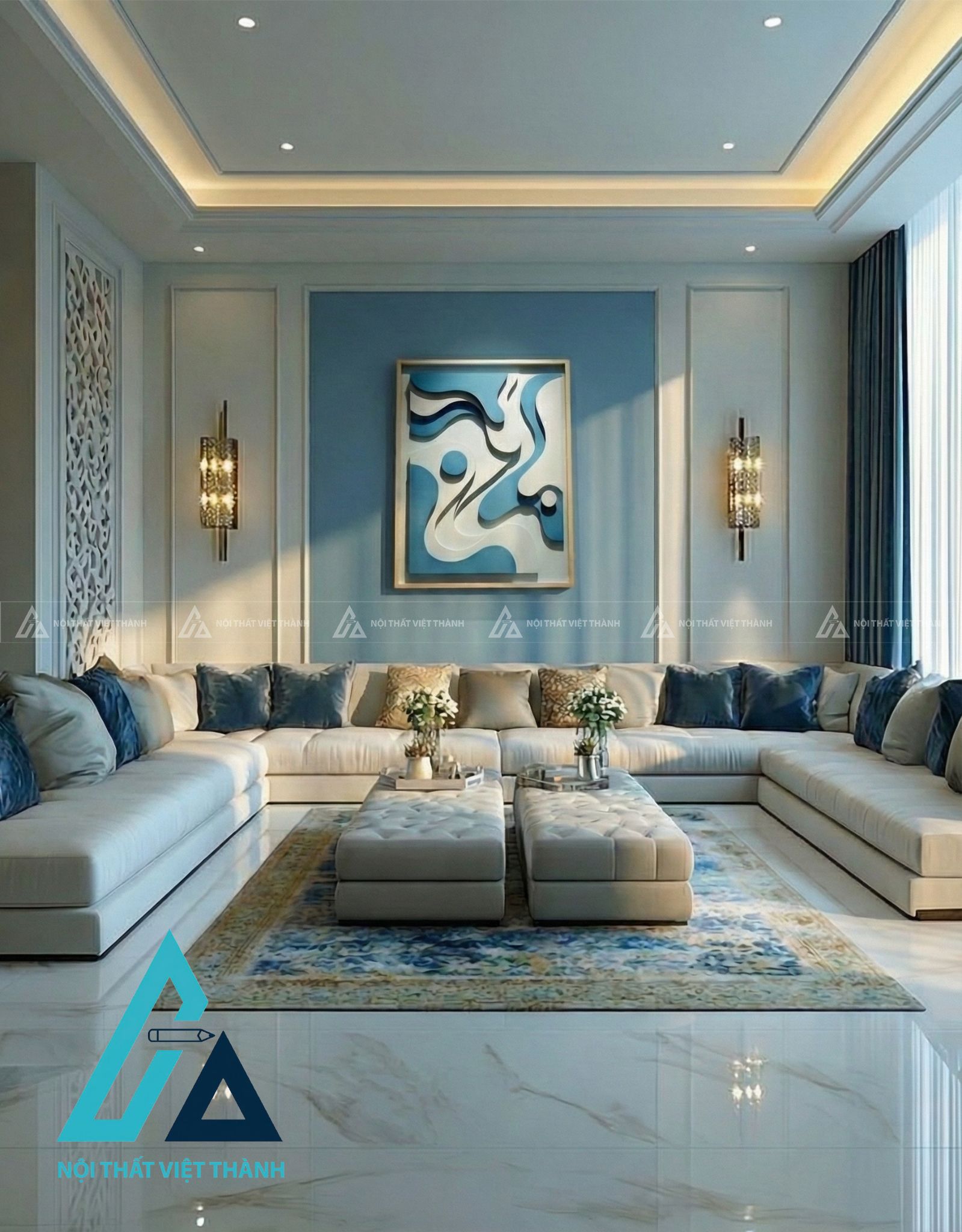 Tranh gỗ treo tường phòng khách, phòng ngủ Bích Hải Triều Sinh 6