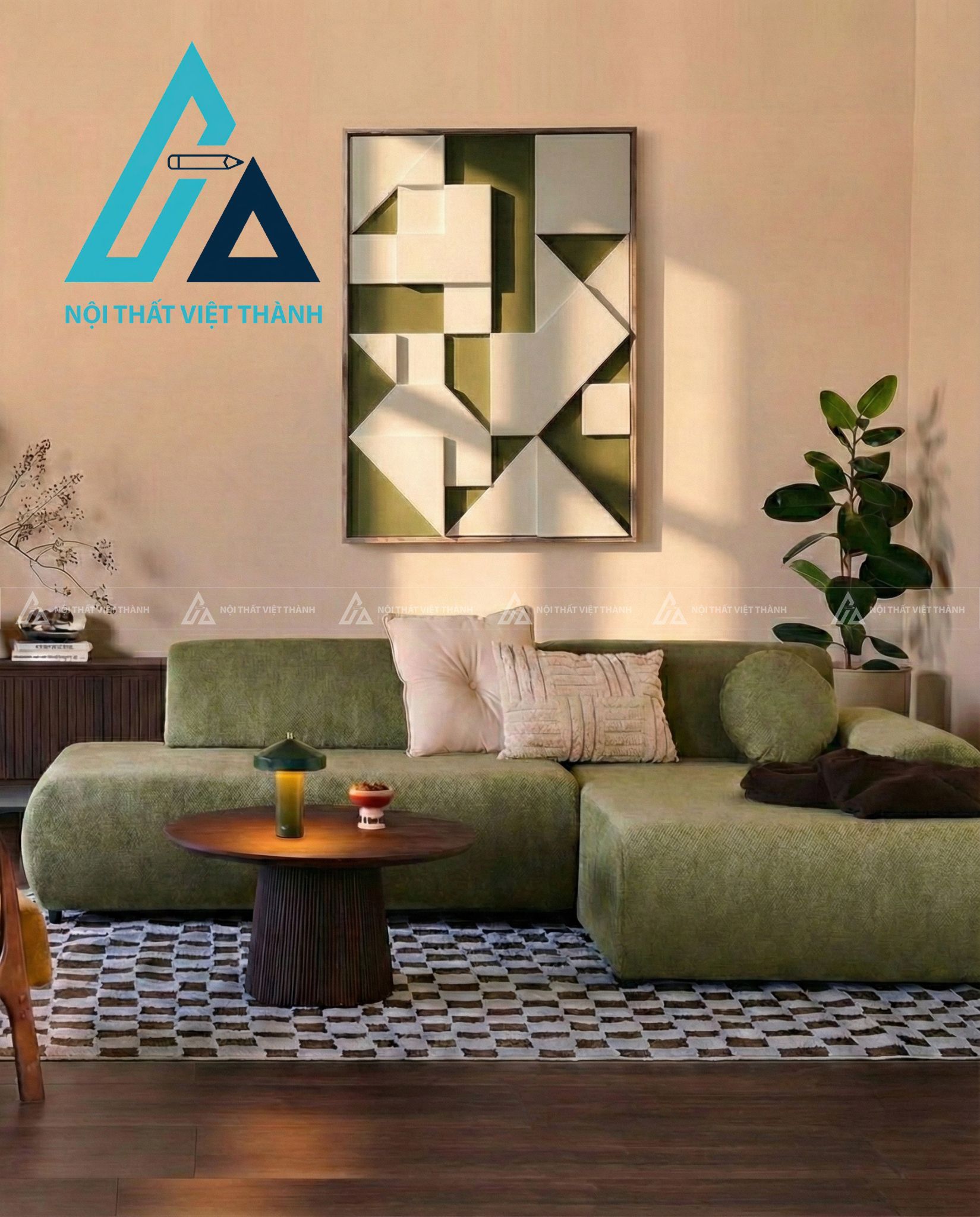 Tranh gỗ treo tường phòng khách Giao Thoa Góc Cạnh 4